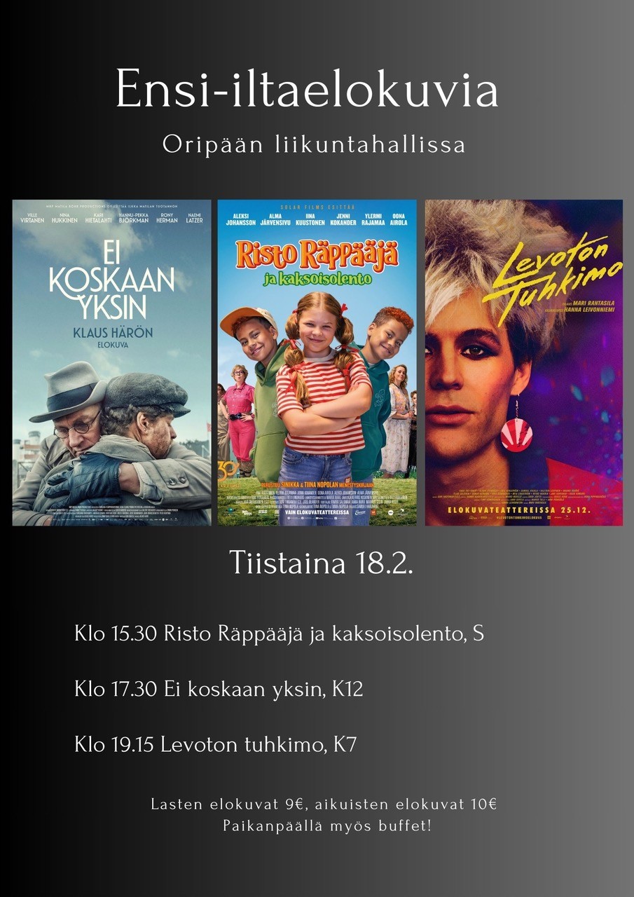 Elokuvaesityksiä Oripäässä